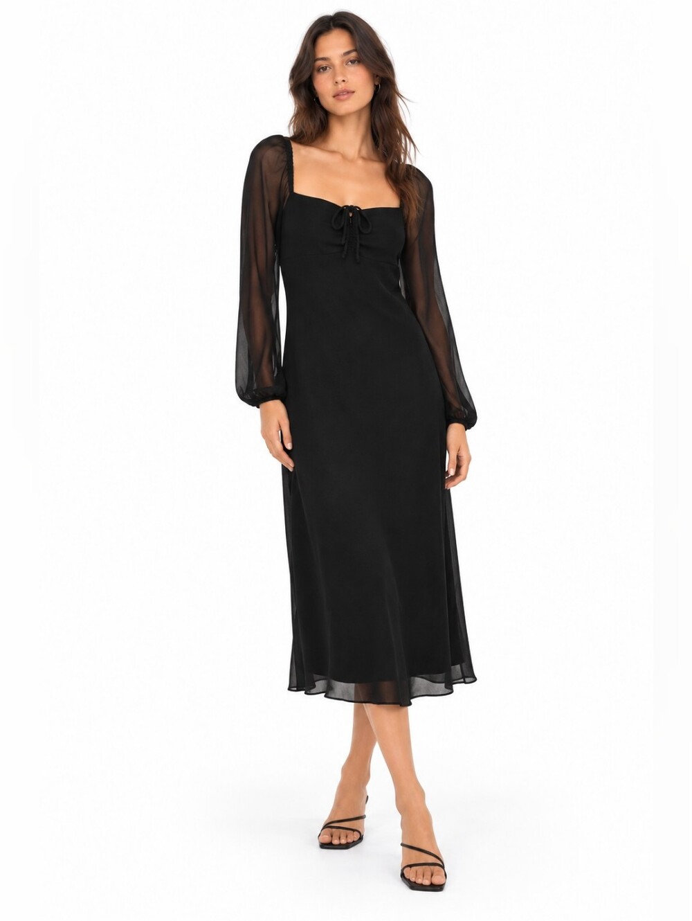 Wildred‎ Aritzia Sheer Long Sleeves Black Dress Cocktail Date Night Size 6
